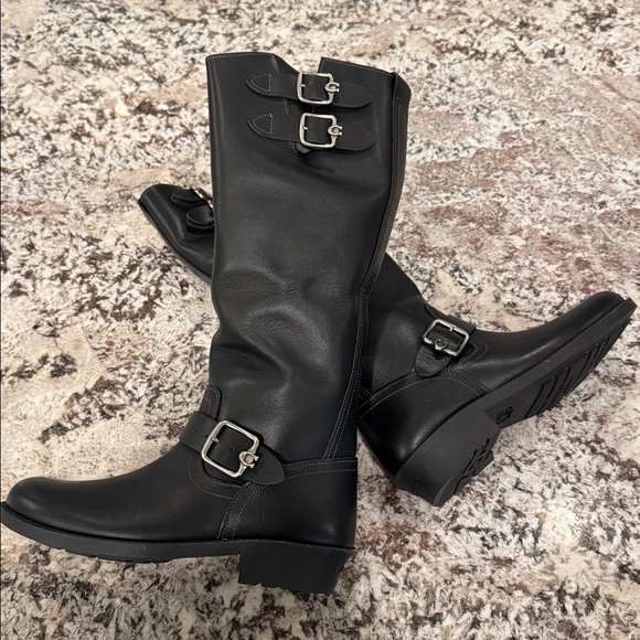 Coach Black Over the Knee Boots with Buckles - Picture 2 of 4